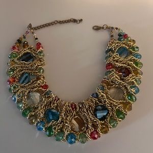 Gold with colorful stones- bib like necklace.